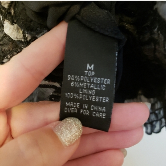 Black silver sparkle leopard high neck dressy - Picture 7 of 7